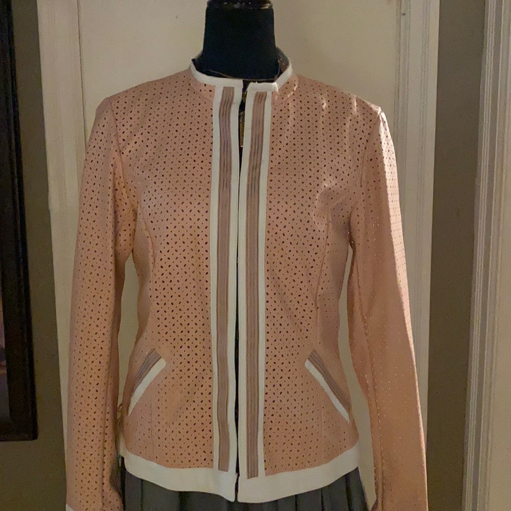Yest eyelet faux leather jacket